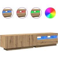Berkfield Home TV Cabinet with LED Lights Artisan Oak 180x35x40 cm Engineered Wood in Brown | Size: 180 x 35 x 40 cm