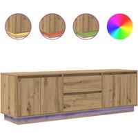 Berkfield Home TV Cabinet with LED Lights Artisan Oak 160.5x41x50 cm in Brown