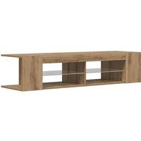 Berkfield Home TV Cabinet with LED Lights Artisan Oak 135x39x30 cm Engineered Wood | Size: 135 x 39 x 30 cm