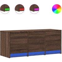 Berkfield Home TV Cabinet with LED Brown Oak 97x34x40 cm Engineered Wood | Size: 97 x 34 x 40 cm
