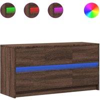 Berkfield Home TV Cabinet with LED Brown Oak 100x34x50 cm Engineered Wood | Size: 100 x 34 x 50 cm