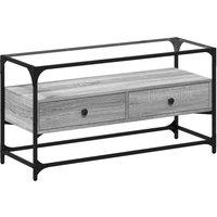 Berkfield Home TV Cabinet with Glass Top Grey Sonoma 98x35x51 cm Engineered Wood | Size: 98 x 35 x 51 cm