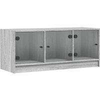 Berkfield Home TV Cabinet with Glass Doors Grey Sonoma 102x37x42 cm | Size: 102 x 37 x 42 cm