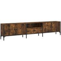 Berkfield Home TV Cabinet with Drawer Smoked Oak 200x25x44 cm Engineered Wood in Brown | Size: 200 x 25 x 44 cm