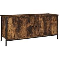 Berkfield Home TV Cabinet with Doors Smoked Oak 102x35x45 cm Engineered Wood in Brown | Size: 102 x 35 x 45 cm