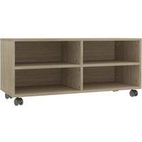 Berkfield Home TV Cabinet with Castors Sonoma Oak 90x35x35 cm Engineered Wood in Brown | Size: 90 x 35 x 35 cm