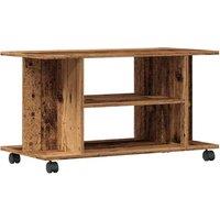 Berkfield Home TV Cabinet with Castors Old Wood 80x40x45 cm Engineered Wood in Brown | Size: 80 x 40 x 45 cm