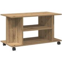 Berkfield Home TV Cabinet with Castors Artisan Oak 80x40x45 cm Engineered Wood in Brown | Size: 80 x 40 x 45 cm