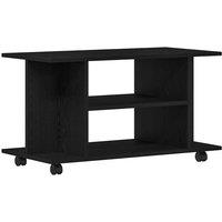 Berkfield Home TV Cabinet with Castors Black Oak 80x40x45 cm Engineered Wood | Size: 80 x 40 x 45 cm