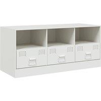 Berkfield Home TV Cabinet White 99x39x44 cm Steel | Size: 99 x 39 x 44 cm