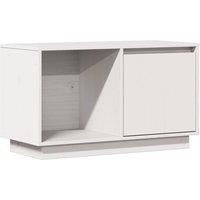 Berkfield Home TV Cabinet White 74x35x44 cm Solid Wood Pine | Size: 74 x 35 x 44 cm