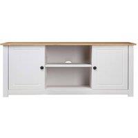 Berkfield Home TV Cabinet White 120x40x50 cm Solid Pine Wood Panama Range | Size: 120 x 40 x 50 cm