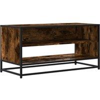 Berkfield Home TV Cabinet Smoked Oak 91x40x46 cm Engineered Wood & Metal in Brown | Size: 91 x 40 x 46 cm