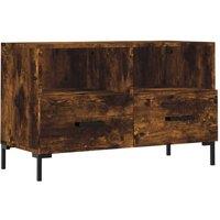 Berkfield Home TV Cabinet Smoked Oak 80x36x50 cm Engineered Wood in Brown | Size: 80 x 36 x 50 cm