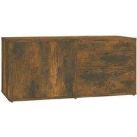 Berkfield Home TV Cabinet Smoked Oak 80x34x36 cm Engineered Wood in Brown | Size: 80 x 34 x 36 cm