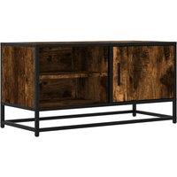 Berkfield Home TV Cabinet Smoked Oak 80x34.5x40 cm Engineered Wood & Metal in Brown