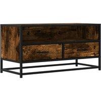 Berkfield Home TV Cabinet Smoked Oak 80x34.5x40 cm Engineered Wood & Metal in Brown