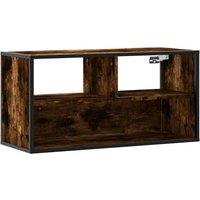 Berkfield Home TV Cabinet Smoked Oak 80x31x39.5 cm Engineered Wood & Metal in Brown