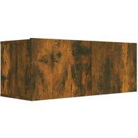 Berkfield Home TV Cabinet Smoked Oak 80x30x30 cm Engineered Wood in Brown | Size: 80 x 30 x 30 cm