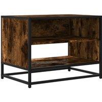 Berkfield Home TV Cabinet Smoked Oak 61x40x46 cm Engineered Wood & Metal in Brown | Size: 61 x 40 x 46 cm