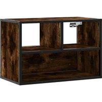 Berkfield Home TV Cabinet Smoked Oak 60x31x39.5 cm Engineered Wood & Metal in Brown