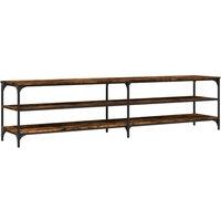 Berkfield Home TV Cabinet Smoked Oak 200x30x50 cm Engineered Wood & Metal in Brown | Size: 200 x 30 x 50 cm