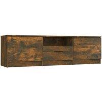 Berkfield Home TV Cabinet Smoked Oak 140x35x40 cm Engineered Wood in Brown | Size: 140 x 35 x 40 cm
