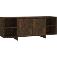 Berkfield Home TV Cabinet Smoked Oak 130x35x50 cm Engineered Wood in Brown | Size: 130 x 35 x 50 cm