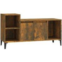 Berkfield Home TV Cabinet Smoked Oak 100x35x55 cm Engineered Wood in Brown | Size: 100 x 35 x 55 cm