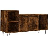 Berkfield Home TV Cabinet Smoked Oak 100x35x55 cm Engineered Wood in Brown | Size: 100 x 35 x 55 cm