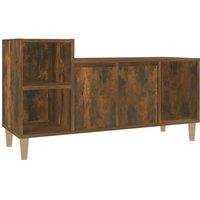 Berkfield Home TV Cabinet Smoked Oak 100x35x55 cm Engineered Wood in Brown | Size: 100 x 35 x 55 cm