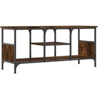 Berkfield Home TV Cabinet Smoked Oak 100x35x45 cm Engineered Wood&Iron in Brown | Size: 100 x 35 x 45 cm
