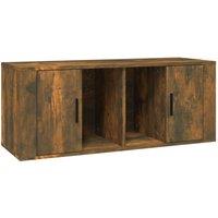 Berkfield Home TV Cabinet Smoked Oak 100x35x40 cm Engineered Wood in Brown | Size: 100 x 35 x 40 cm