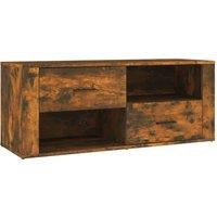 Berkfield Home TV Cabinet Smoked Oak 100x35x40 cm Engineered Wood in Brown | Size: 100 x 35 x 40 cm