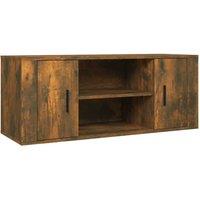 Berkfield Home TV Cabinet Smoked Oak 100x35x40 cm Engineered Wood in Brown | Size: 100 x 35 x 40 cm