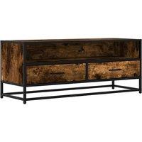Berkfield Home TV Cabinet Smoked Oak 100x34.5x40 cm Engineered Wood & Metal in Brown