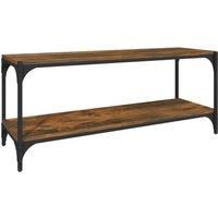 Berkfield Home TV Cabinet Smoked Oak 100x33x41 cm Engineered Wood & Steel in Brown | Size: 100 x 33 x 41 cm
