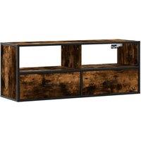 Berkfield Home TV Cabinet Smoked Oak 100x31x39.5 cm Engineered Wood & Metal in Brown