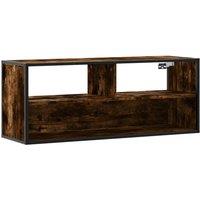 Berkfield Home TV Cabinet Smoked Oak 100x31x39.5 cm Engineered Wood & Metal in Brown