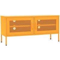 Berkfield Home TV Cabinet Mustard Yellow 105x35x50 cm Steel | Size: 105 x 35 x 50 cm