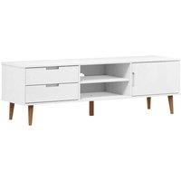 Berkfield Home TV Cabinet MOLDE White 158x40x49 cm Solid Wood Pine | Size: 158 x 40 x 49 cm