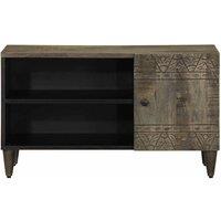 Berkfield Home TV Cabinet Light Grey 80x31.5x46 cm Solid Wood Mango