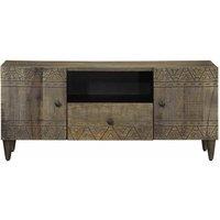 Berkfield Home TV Cabinet Light Grey 105x33.5x46 cm Solid Wood Mango