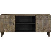 Berkfield Home TV Cabinet Light Grey 105x33.5x46 cm Solid Wood Mango
