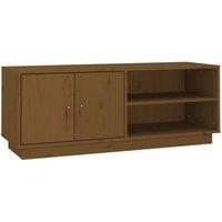 Berkfield Home TV Cabinet Honey Brown 105x34x40 cm Solid Wood Pine | Size: 105 x 34 x 40 cm