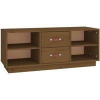Berkfield Home TV Cabinet Honey Brown 100x34x40 cm Solid Wood Pine | Size: 100 x 34 x 40 cm