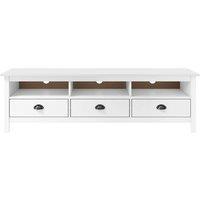 Berkfield Home TV Cabinet Hill White 158x40x47 cm Solid Pine Wood | Size: 158 x 40 x 47 cm