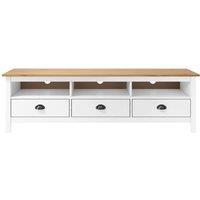 Berkfield Home TV Cabinet Hill White 158x40x47 cm Solid Pine Wood | Size: 158 x 40 x 47 cm
