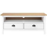 Berkfield Home TV Cabinet Hill White 110x40x47 cm Solid Pine Wood | Size: 110 x 40 x 47 cm