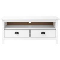 Berkfield Home TV Cabinet Hill White 110x40x47 cm Solid Pine Wood | Size: 110 x 40 x 47 cm